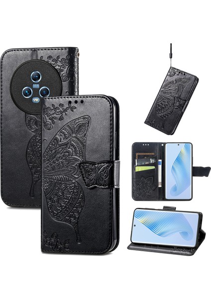 Honor Magic 5 Kelebek Kanatları Flip Darbeye Dayanıklı Deri Telefon Kılıfı (Yurt Dışından)