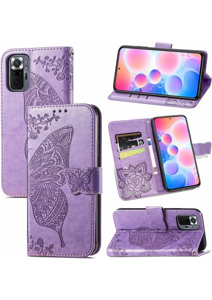 Xiaomi Redmi Note 10 Pro Kelebek Kanatları Flip Darbeye Dayanıklı Deri Telefon Kılıfı (Yurt Dışından)