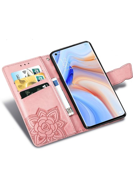 Oppo Reno 4 Pro 4g Kelebek Kanatları Flip Darbeye Dayanıklı Deri Telefon Kılıfı (Yurt Dışından)