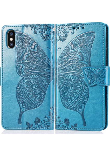 iPhone Xs Max Kelebek Kanatları Flip Darbeye Dayanıklı Deri Telefon Kılıfı (Yurt Dışından)