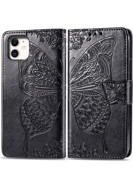 iPhone 11 Kelebek Kanatları Flip Darbeye Dayanıklı Deri Telefon Kılıfı (Yurt Dışından)