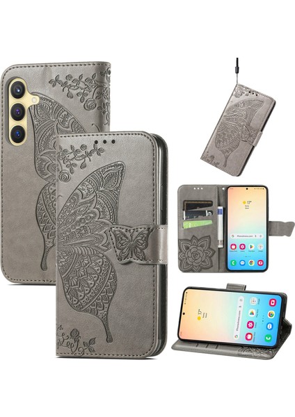 Galaxy S24 Plus Kelebek Kanatları Flip Darbeye Dayanıklı Deri Telefon Kılıfı (Yurt Dışından)
