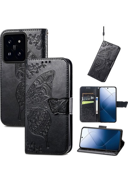 Xiaomi 14 Kelebek Kanatları Flip Darbeye Dayanıklı Deri Telefon Kılıfı (Yurt Dışından)
