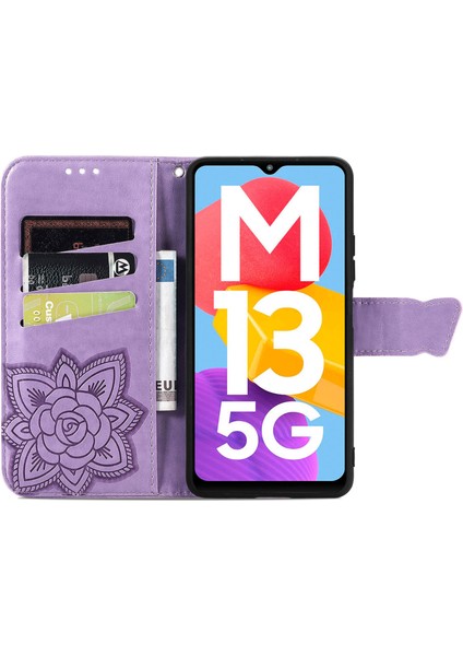 Galaxy M13 5g Kelebek Kanatları Flip Darbeye Dayanıklı Deri Telefon Kılıfı (Yurt Dışından)