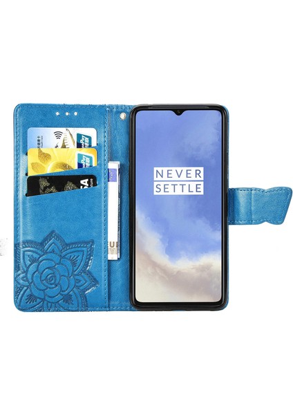 Oneplus 7t Kelebek Kanatları Flip Darbeye Dayanıklı Deri Telefon Kılıfı (Yurt Dışından)