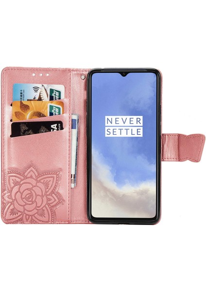 Oneplus 7t Kelebek Kanatları Flip Darbeye Dayanıklı Deri Telefon Kılıfı (Yurt Dışından)