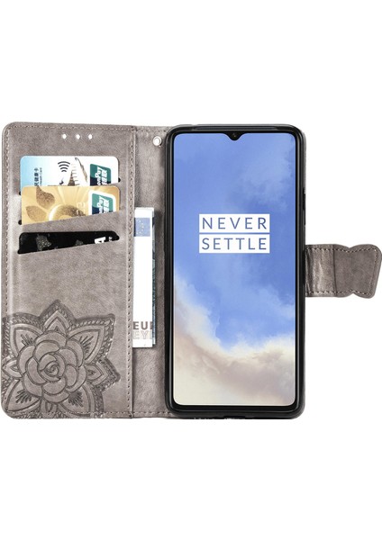 Oneplus 7t Kelebek Kanatları Flip Darbeye Dayanıklı Deri Telefon Kılıfı (Yurt Dışından)