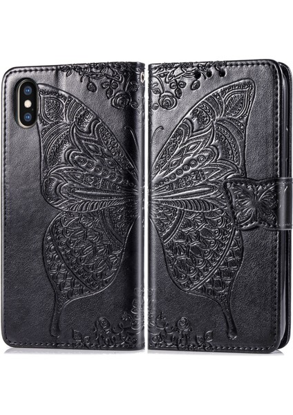 iPhone Xs Max Kelebek Kanatları Flip Darbeye Dayanıklı Deri Telefon Kılıfı (Yurt Dışından)