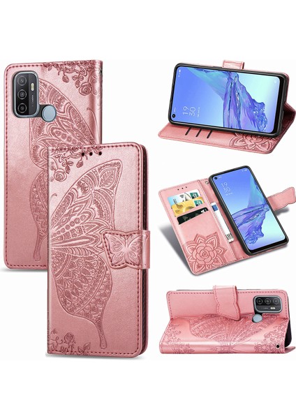Oppo A53 2020 Kelebek Kanatları Flip Darbeye Dayanıklı Deri Telefon Kılıfı (Yurt Dışından)