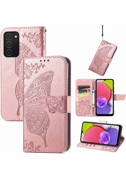 Galaxy A03S Kelebek Kanatları Flip Darbeye Dayanıklı Deri Telefon Kılıfı (Yurt Dışından)
