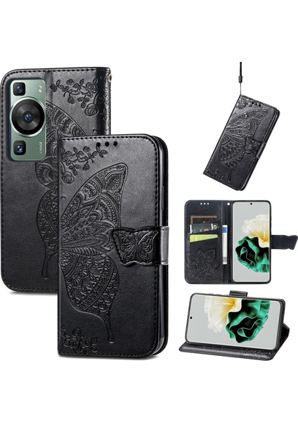 Huawei P60 Kelebek Kanatları Flip Darbeye Dayanıklı Deri Telefon Kılıfı (Yurt Dışından)