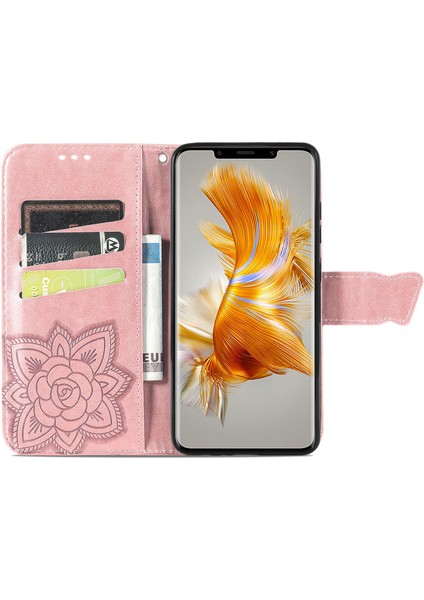 Huawei Mate 50 Pro Kelebek Kanatları Flip Darbeye Dayanıklı Deri Telefon Kılıfı (Yurt Dışından)