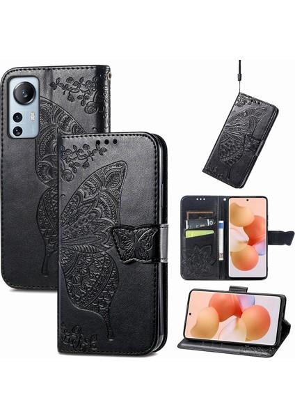 Xiaomi 12 Lite Kelebek Kanatları Flip Darbeye Dayanıklı Deri Telefon Kılıfı (Yurt Dışından)