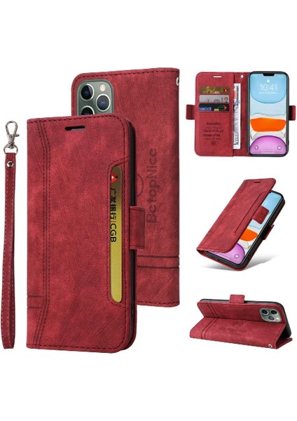 Iphone 11 Için Kılıf Pro Kart Yuvaları Cüzdan Kapak Çevirin Tpu Deri Manyetik (Yurt Dışından)