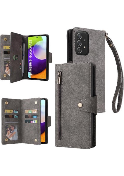 Galaxy Case 5g Fermuar Cüzdan Kapak Manyetik Deri Kart Durumda (Yurt Dışından)