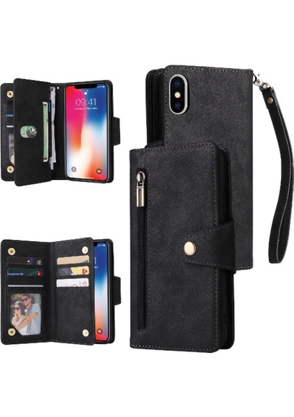 Iphone X/xs Kart Tutucu Fermuar Cüzdan Kapak El Kayışı ile (Yurt Dışından)