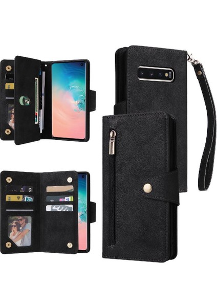 Galaxy S10 Kart Tutucu Fermuar Cüzdan Kapak El ile (Yurt Dışından)