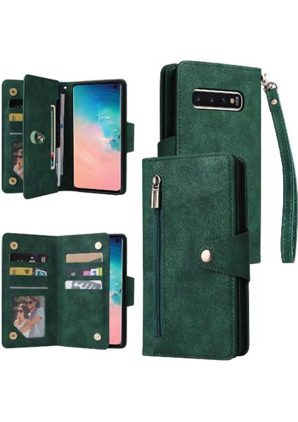 Galaxy S10 Kart Tutucu Fermuar Cüzdan Kapak El ile (Yurt Dışından)