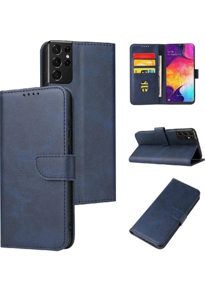 Galaxy S21 Ultra Tam Koruma Deri Folio Flip Case (Yurt Dışından)