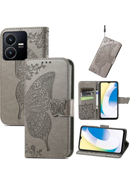 Vivo Y22/Y22S Kelebek Kanatları Flip Darbeye Dayanıklı Deri Telefon Kılıfı (Yurt Dışından)