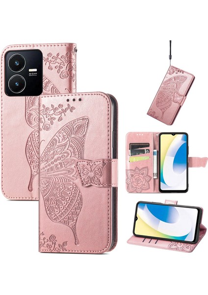 Vivo Y22/Y22S Kelebek Kanatları Flip Darbeye Dayanıklı Deri Telefon Kılıfı (Yurt Dışından)