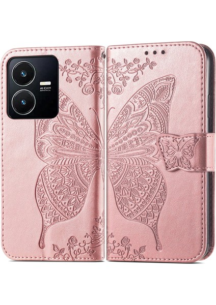 Vivo Y22/Y22S Kelebek Kanatları Flip Darbeye Dayanıklı Deri Telefon Kılıfı (Yurt Dışından)
