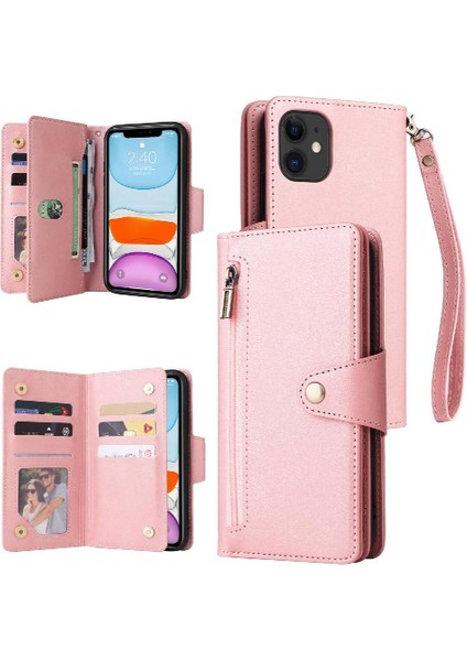 El Kayışı Kart Tutucu Fermuar ile iphone 11 Için Manyetik Deri Kılıf (Yurt Dışından)