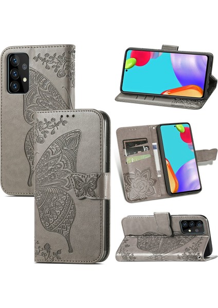Galaxy A52/A52S Kelebek Kanatları Flip Darbeye Dayanıklı Deri Telefon Kılıfı (Yurt Dışından)