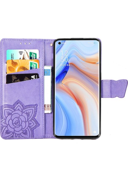 Oppo Reno 4 Pro 4g Kelebek Kanatları Flip Darbeye Dayanıklı Deri Telefon Kılıfı (Yurt Dışından)
