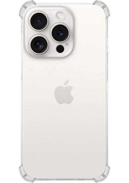 Caseworld Apple iPhone 15 Pro Kapak Kamera Korumalı Airbag Antishock Köşe Korumalı Şeffaf Silikon Kılıf