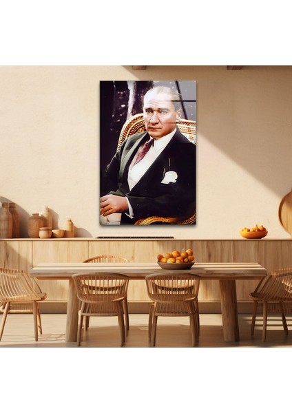Atatürk Temperli Cam Duvar Tablosu