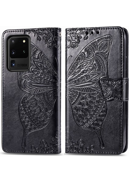 Galaxy S20 Ultra Kelebek Kanatları Flip Darbeye Dayanıklı Deri Telefon Kılıfı (Yurt Dışından)