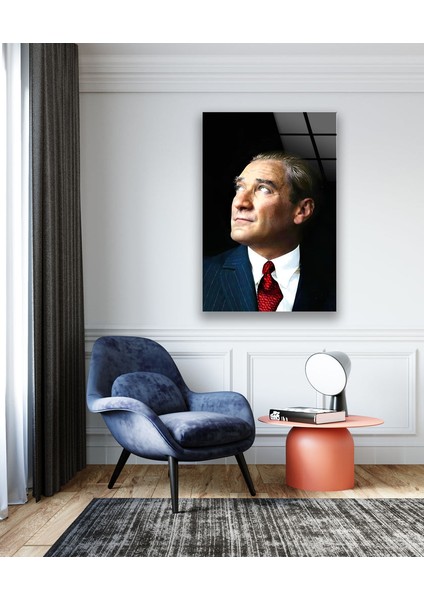 Atatürk Temperli Cam Duvar Tablosu