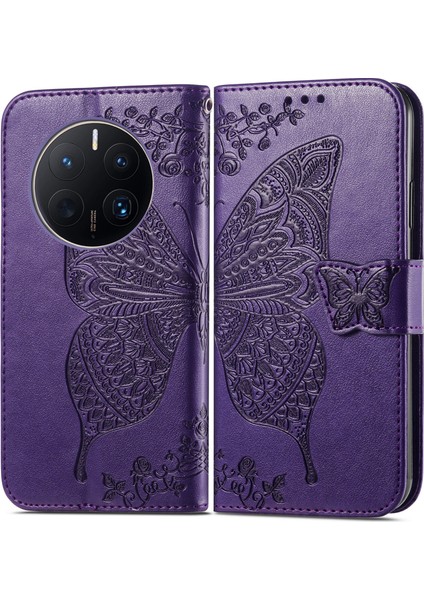 Huawei Mate 50 Pro Kelebek Kanatları Flip Darbeye Dayanıklı Deri Telefon Kılıfı (Yurt Dışından)