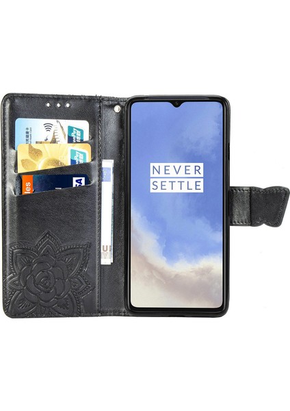 Oneplus 7t Kelebek Kanatları Flip Darbeye Dayanıklı Deri Telefon Kılıfı (Yurt Dışından)