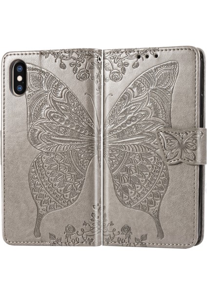 iPhone Xs Max Kelebek Kanatları Flip Darbeye Dayanıklı Deri Telefon Kılıfı (Yurt Dışından)