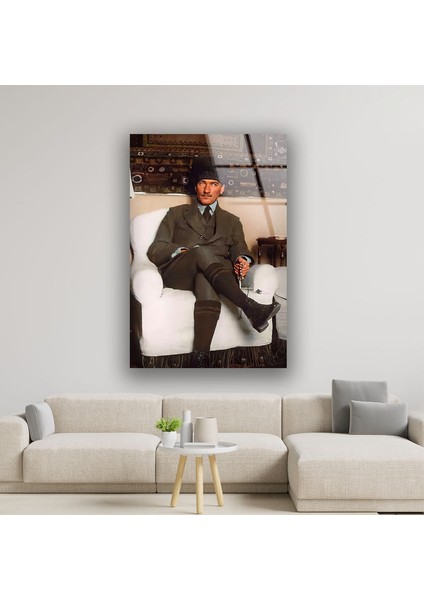 Atatürk Temperli Cam Duvar Tablosu