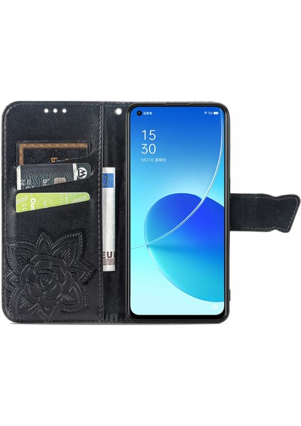 SZY Market Oppo Reno 6 5g Kelebek Kanatları Flip Darbeye Dayanıklı Deri Telefon Kılıfı (Yurt Dışından)