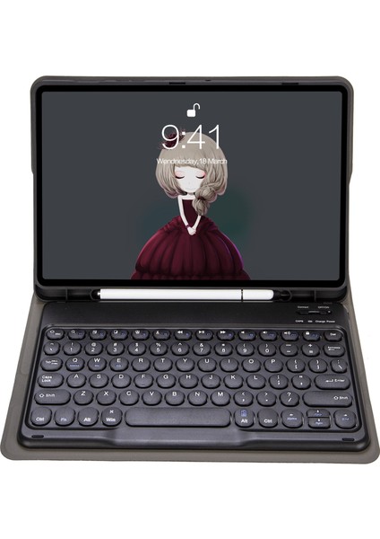 Klavye + Kılıf Samsung Galaxy Tab A8 10.5 2021 SM-X200 / SM-X205 Siyah (Yurt Dışından)