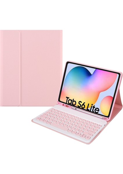 Bluetooth Klavye Pu Kılıfı Samsung Galaxy Tab S6 Lite Için Pembe+Pembe Klavye (Yurt Dışından)