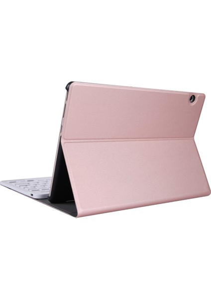 Huawei M5 Rose Gold Için Bluetooth Klavye Pu Kılıfı (Yurt Dışından)