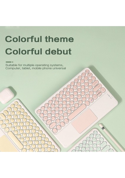 Şarj Edilebilir Telefon Tablet Touch Wiress Klavye Pembe (Yurt Dışından)