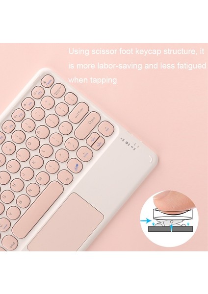 Şarj Edilebilir Telefon Tablet Touch Wiress Klavye Pembe (Yurt Dışından)