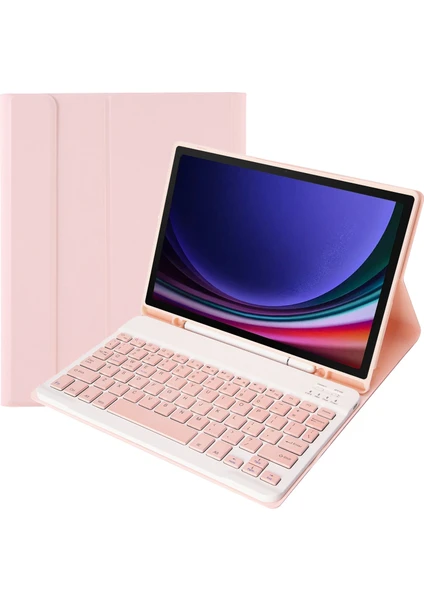 Samsung Galaxy Tab S9 (A710B) Pembe Için Bluetooth Klavye Deri Kılıf (Yurt Dışından)