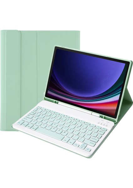 Samsung Galaxy Tab S9 Fe Açık Yeşil Için Bluetooth Klavye Deri Kılıf (Yurt Dışından)