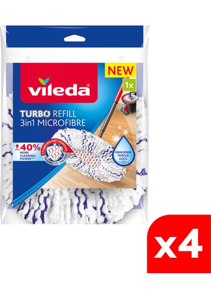 4 Paket Turbo 3in1 Extra Pedli Mikrofiber Yedek Paspas