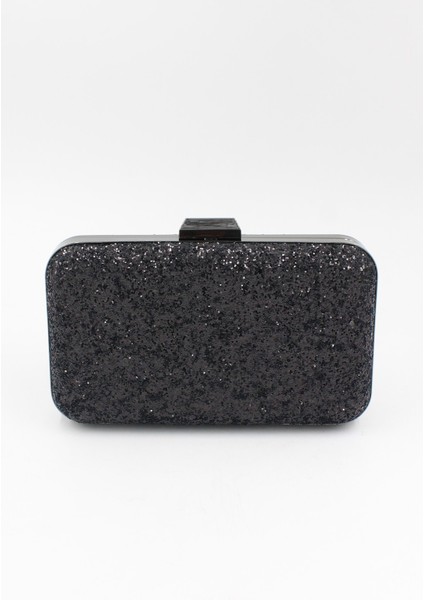 049 2501 Pullu Simli Abiye Çanta Siyah Tek Ebat