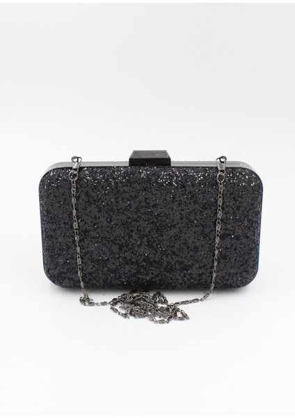 049 2501 Pullu Simli Abiye Çanta Siyah Tek Ebat modelleri