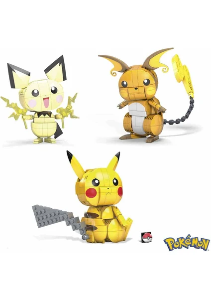 Construx™ Pokémon™ Yap ve Oyna Figürler, Pikachu'nun Üç Evrimi yapı seti, çocuklar için yapı oyuncakları GYH06