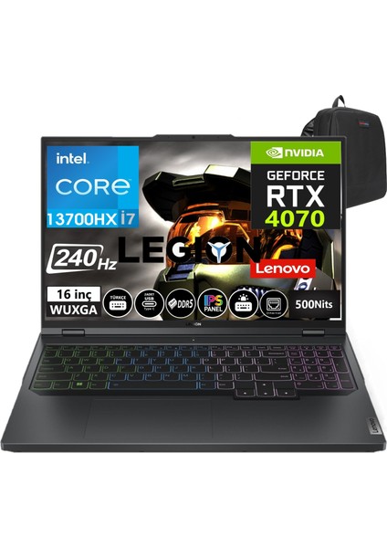 Lenovo Legion Pro 5 16IRX8 Intel I7-13700HX 32GB Ddr5 1tb SSD 16 Inç Wqxga 240Hz 8gb RTX4070 140W WINDOWS11HOME Taşınabilir Bilgisayar 882WK0023TX22+WEBLEGELSINÇANTA